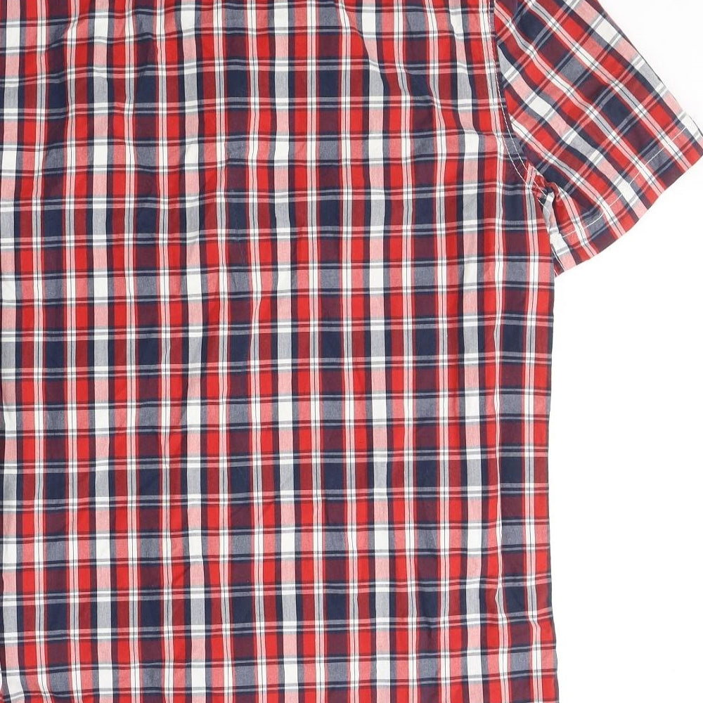 Superdry Mens Red Plaid Cotton  Button-Up Size XL Collared Button