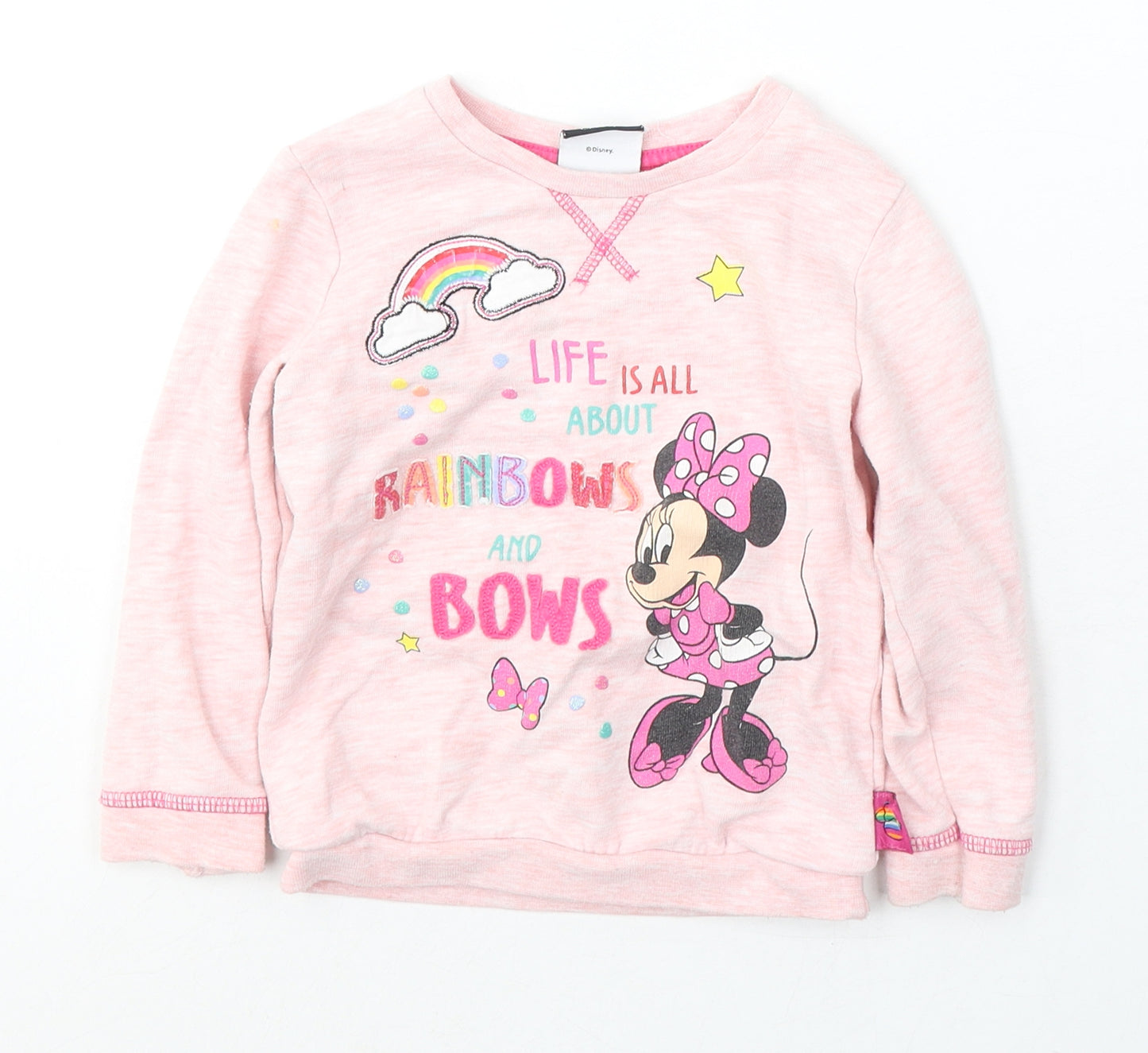 Disney Girls Orange  Cotton Pullover Casual Size 2-3 Years Round Neck Pullover - Minnie mouse