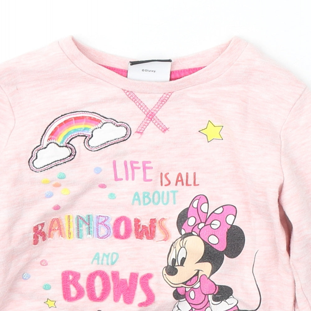 Disney Girls Orange  Cotton Pullover Casual Size 2-3 Years Round Neck Pullover - Minnie mouse