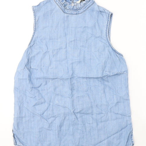 Papaya Womens Blue  Lyocell Tank Dress  Size 10  Round Neck Button