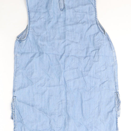 Papaya Womens Blue  Lyocell Tank Dress  Size 10  Round Neck Button