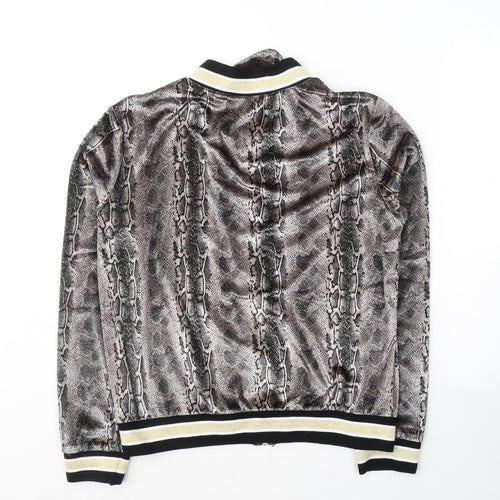 JCL Womens Brown Animal Print Polyester Full Zip Sweatshirt Size M  Zip