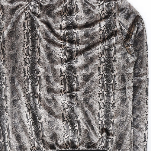 JCL Womens Brown Animal Print Polyester Full Zip Sweatshirt Size M  Zip