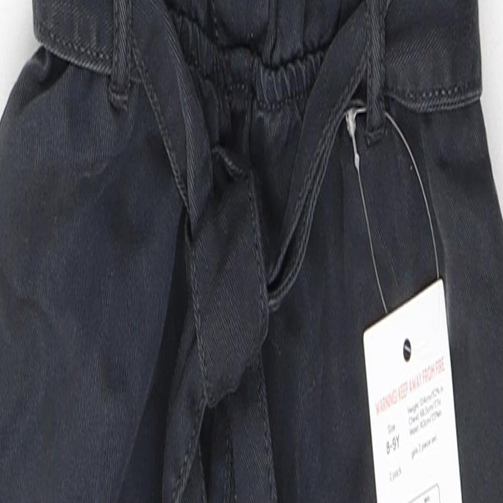 F&F Girls Black  Cotton Jumpsuit One-Piece Size 8-9 Years  Button