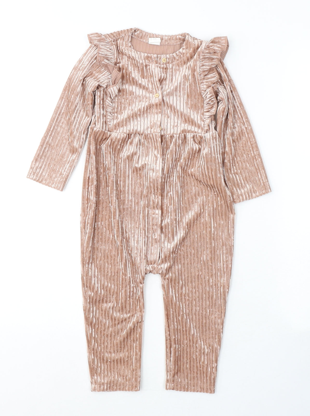 H&M Girls Beige  Polyester Trousers One-Piece Size 12-18 Months  Button