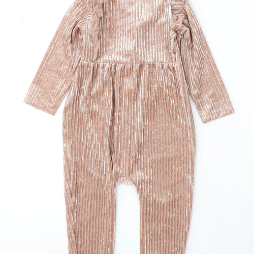 H&M Girls Beige  Polyester Trousers One-Piece Size 12-18 Months  Button