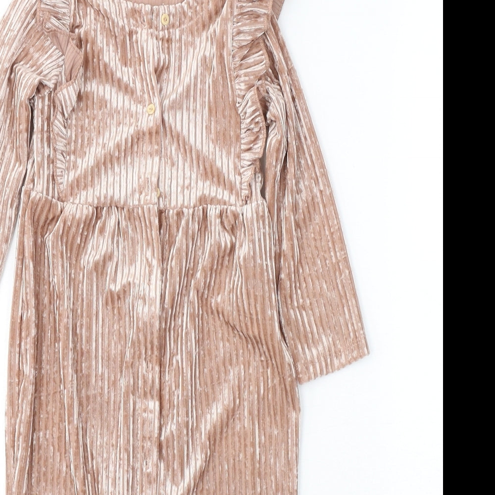 H&M Girls Beige  Polyester Trousers One-Piece Size 12-18 Months  Button