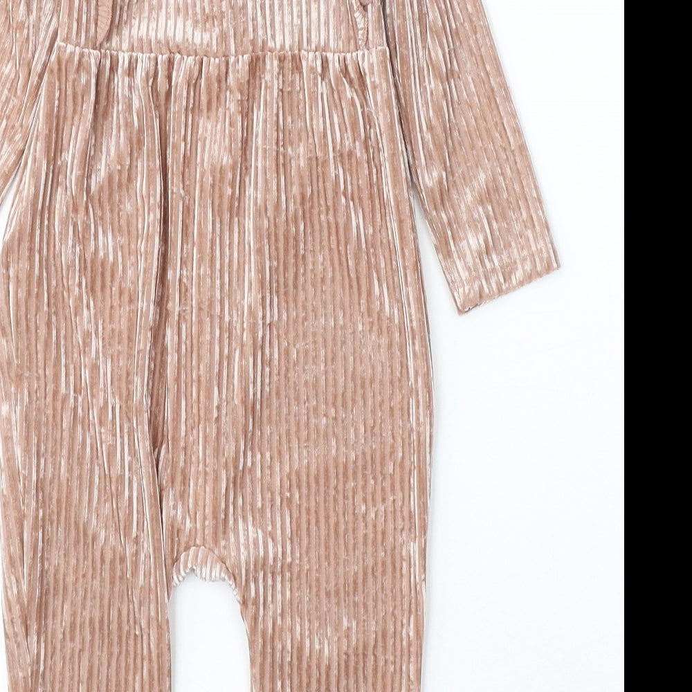 H&M Girls Beige  Polyester Trousers One-Piece Size 12-18 Months  Button