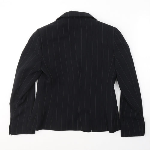 NEXT Womens Black Striped Polyester Jacket Suit Jacket Size 14