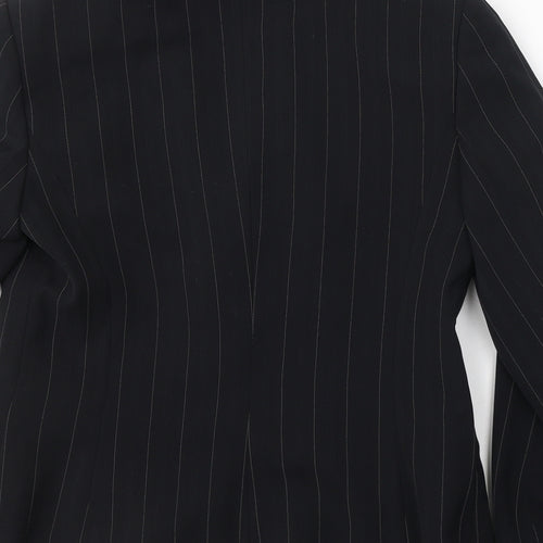 NEXT Womens Black Striped Polyester Jacket Suit Jacket Size 14