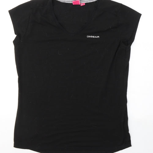 LA Gear Womens Black  Viscose Basic T-Shirt Size 14 Round Neck