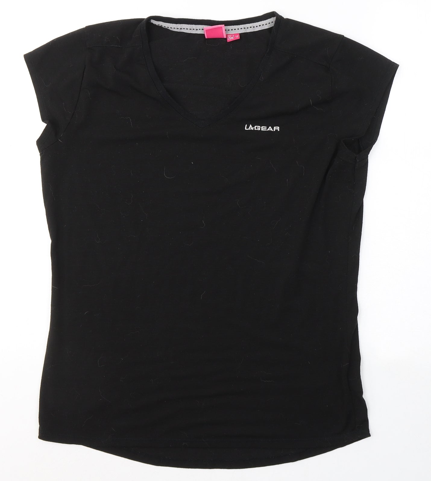 LA Gear Womens Black  Viscose Basic T-Shirt Size 14 Round Neck