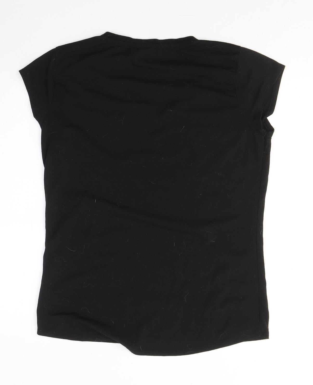 LA Gear Womens Black  Viscose Basic T-Shirt Size 14 Round Neck