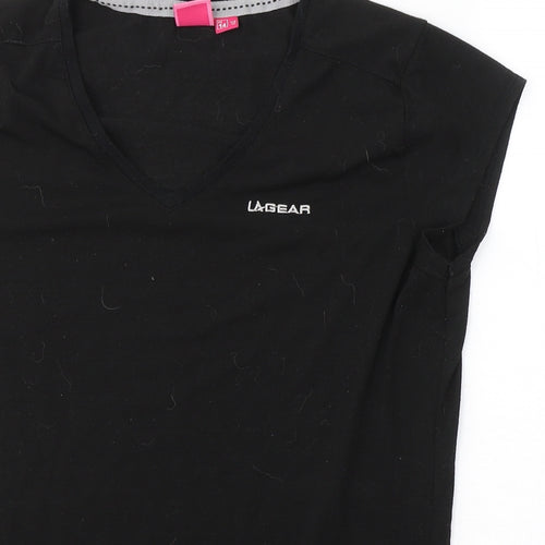 LA Gear Womens Black  Viscose Basic T-Shirt Size 14 Round Neck