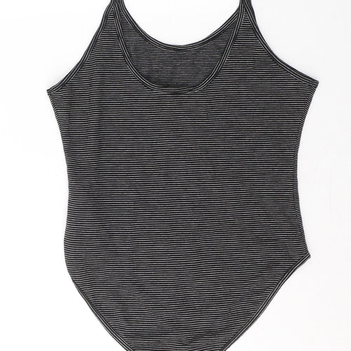 Atmosphere Womens Black Striped Cotton Bodysuit One-Piece Size 12  Button