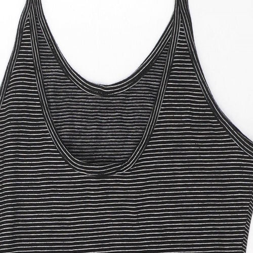 Atmosphere Womens Black Striped Cotton Bodysuit One-Piece Size 12  Button