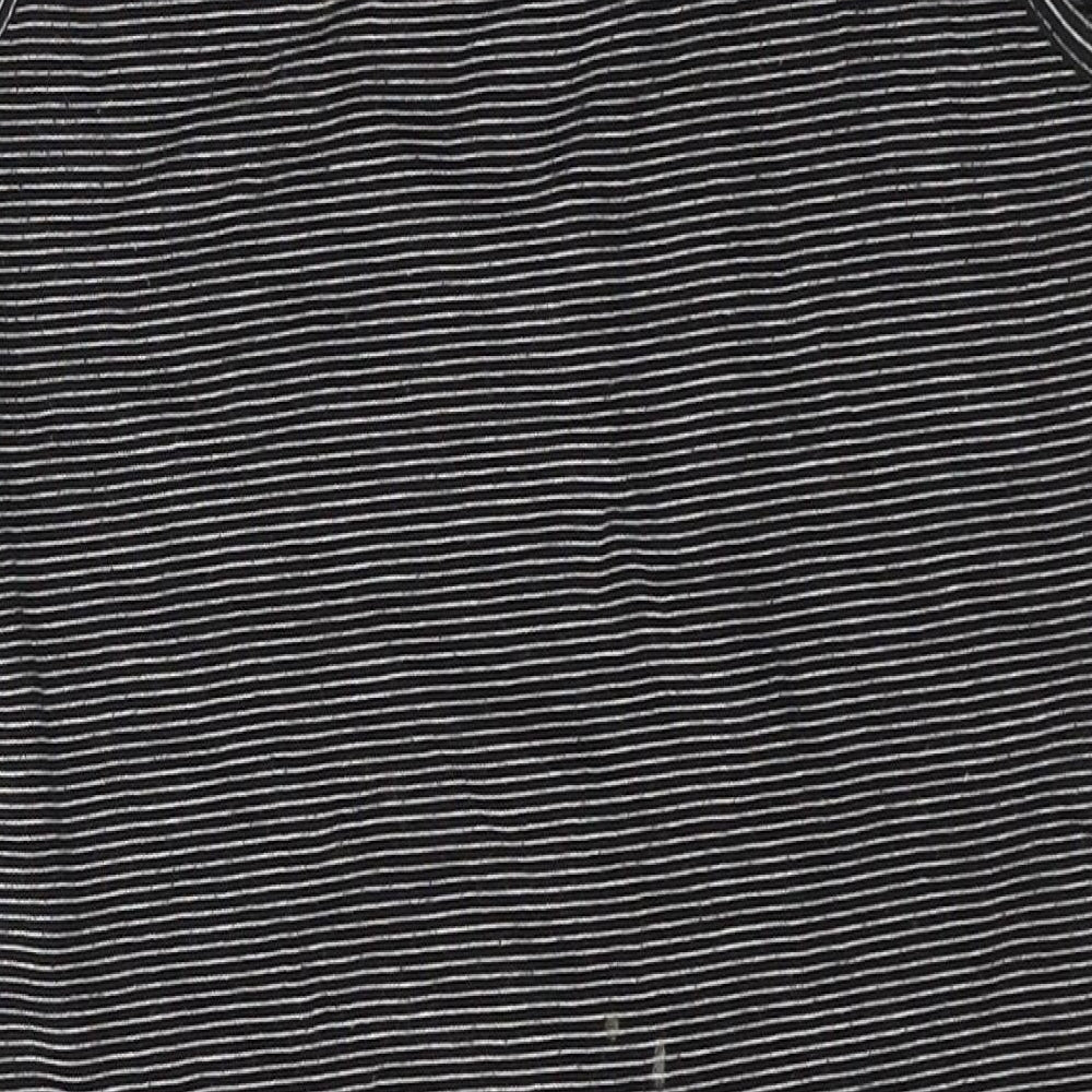 Atmosphere Womens Black Striped Cotton Bodysuit One-Piece Size 12  Button