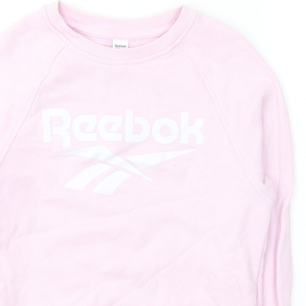 Reebok Womens Pink  Cotton Pullover Sweatshirt Size S  Pullover