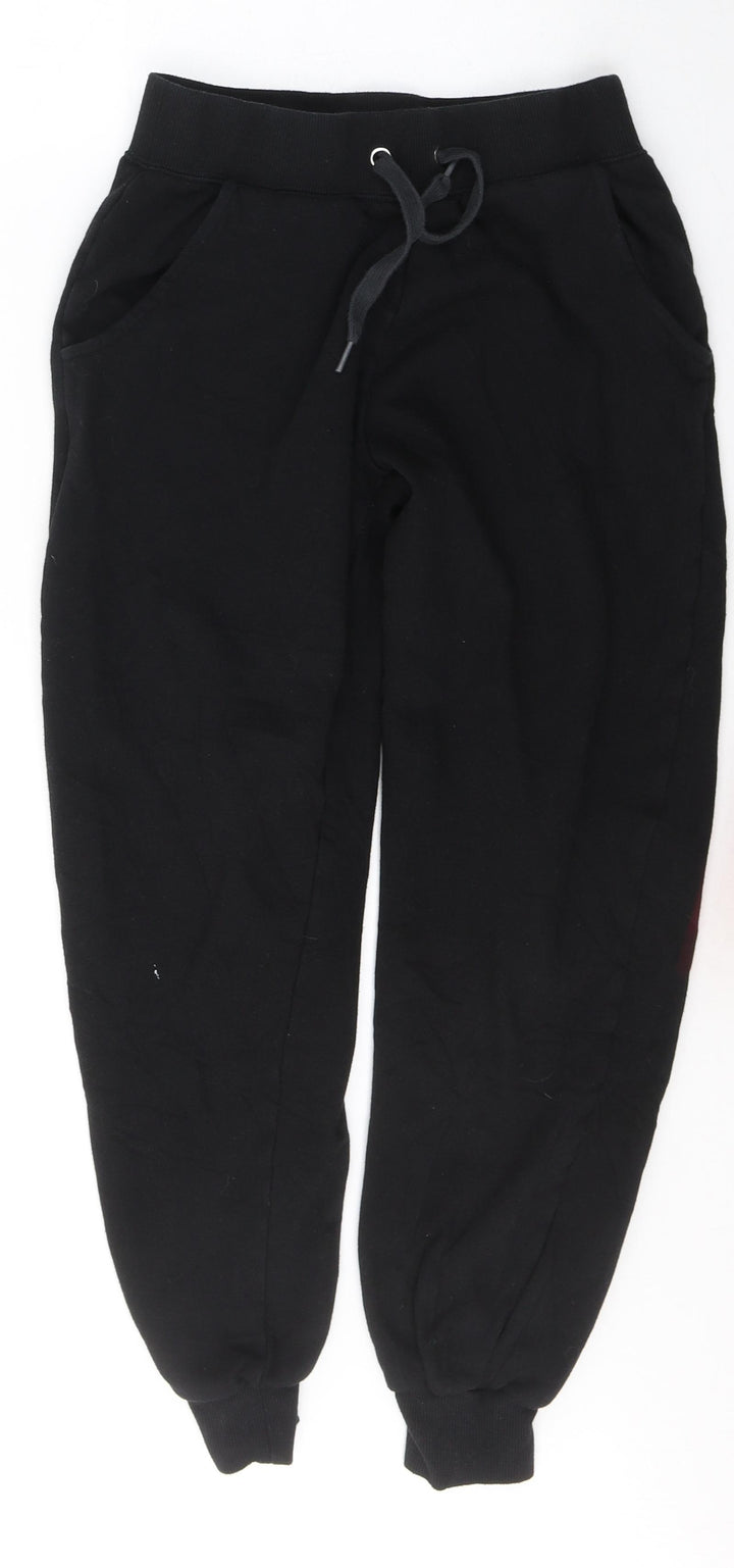 New Look Womens Black Cotton Sweatpants Trousers Size XS L24 in Regular Tie