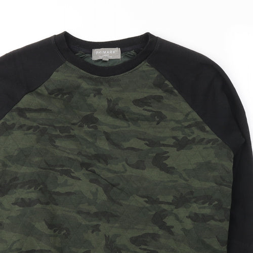Primark Mens Green Camouflage Polyester Pullover Sweatshirt Size L