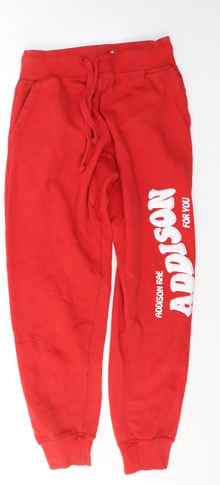 Addison Lee Mens Red Cotton Sweatpants Trousers Size S L26 in Regular Tie