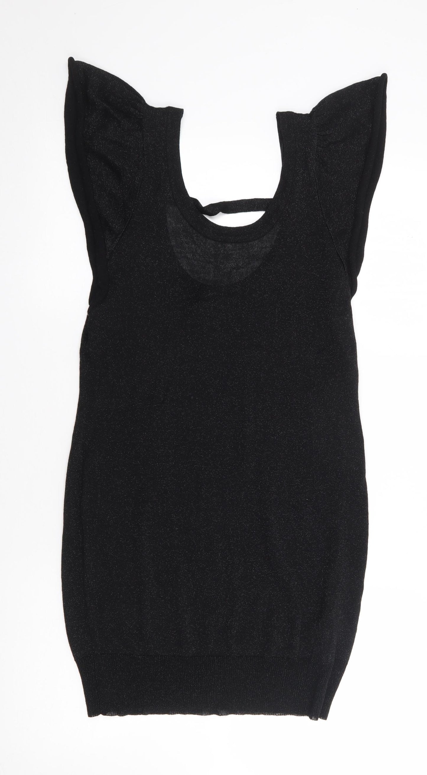 H&M Womens Black  Viscose Jumper Dress  Size 14  Round Neck Pullover