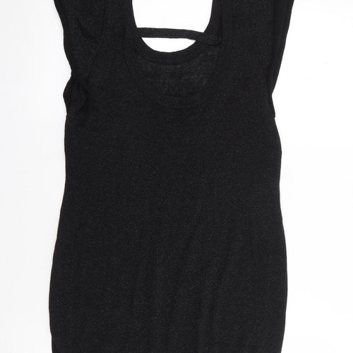 H&M Womens Black  Viscose Jumper Dress  Size 14  Round Neck Pullover