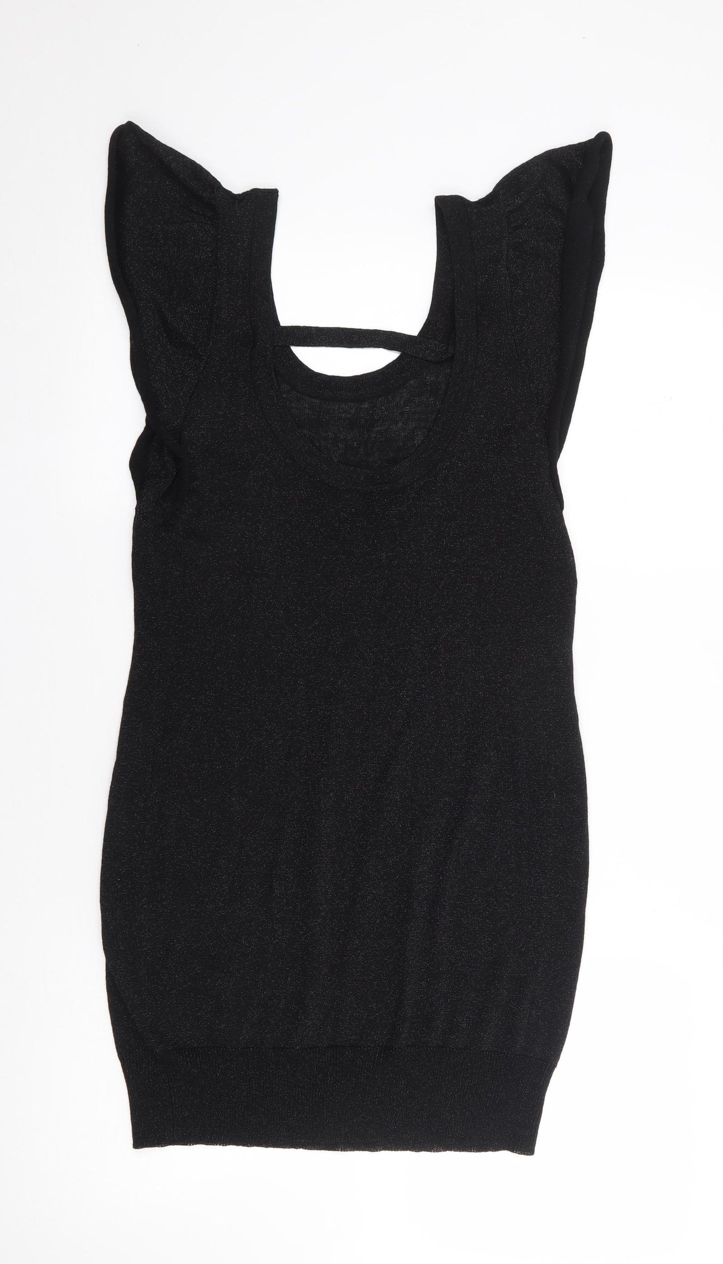 H&M Womens Black  Viscose Jumper Dress  Size 14  Round Neck Pullover