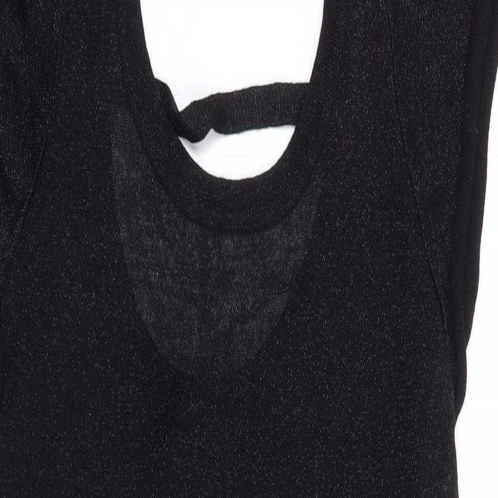 H&M Womens Black  Viscose Jumper Dress  Size 14  Round Neck Pullover