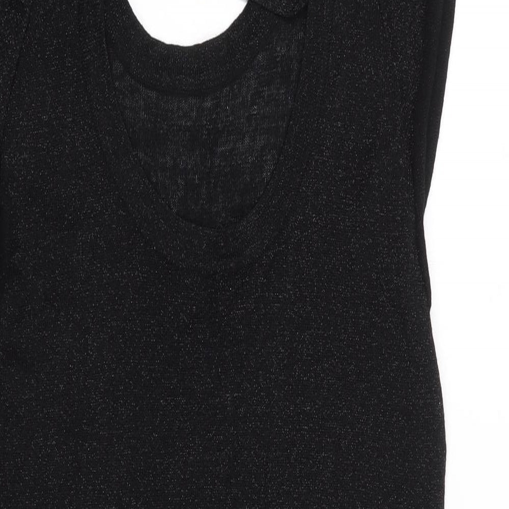 H&M Womens Black  Viscose Jumper Dress  Size 14  Round Neck Pullover