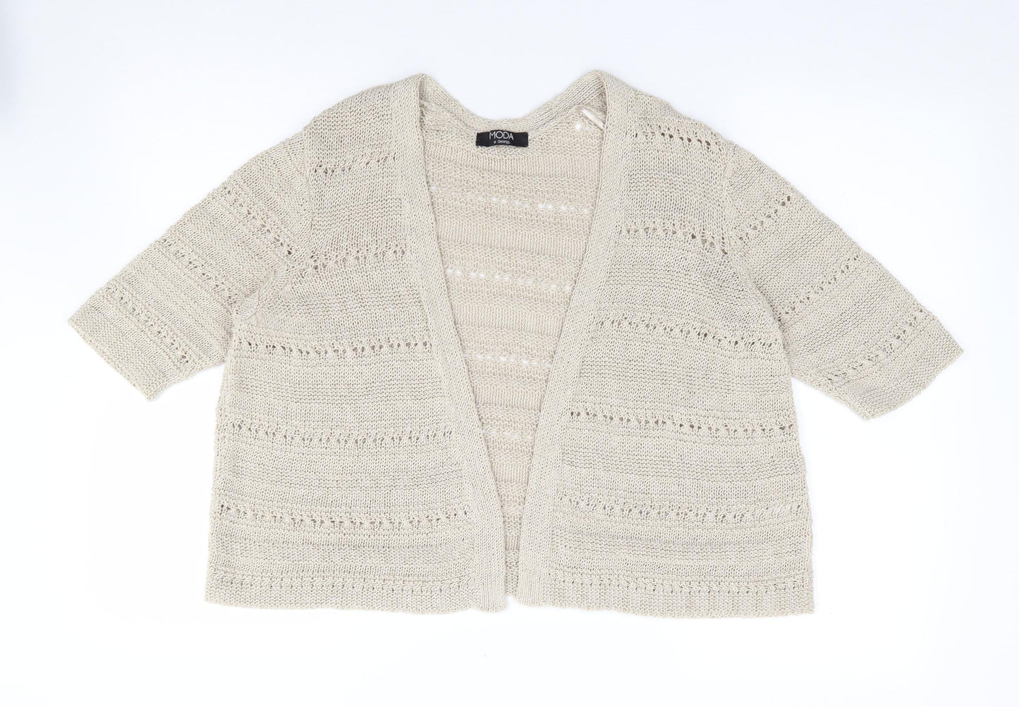 Georgre Womens Beige V-Neck  Polyester Cardigan Jumper Size 18
