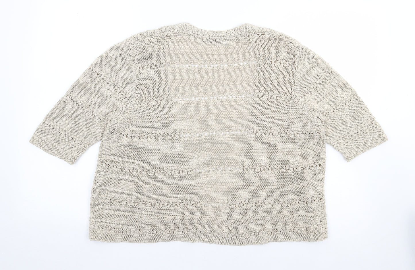 Georgre Womens Beige V-Neck  Polyester Cardigan Jumper Size 18