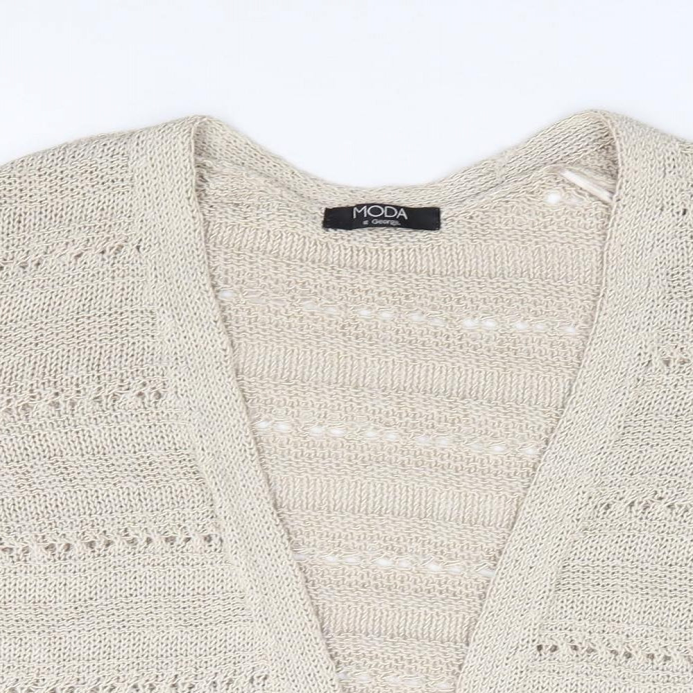 Georgre Womens Beige V-Neck  Polyester Cardigan Jumper Size 18
