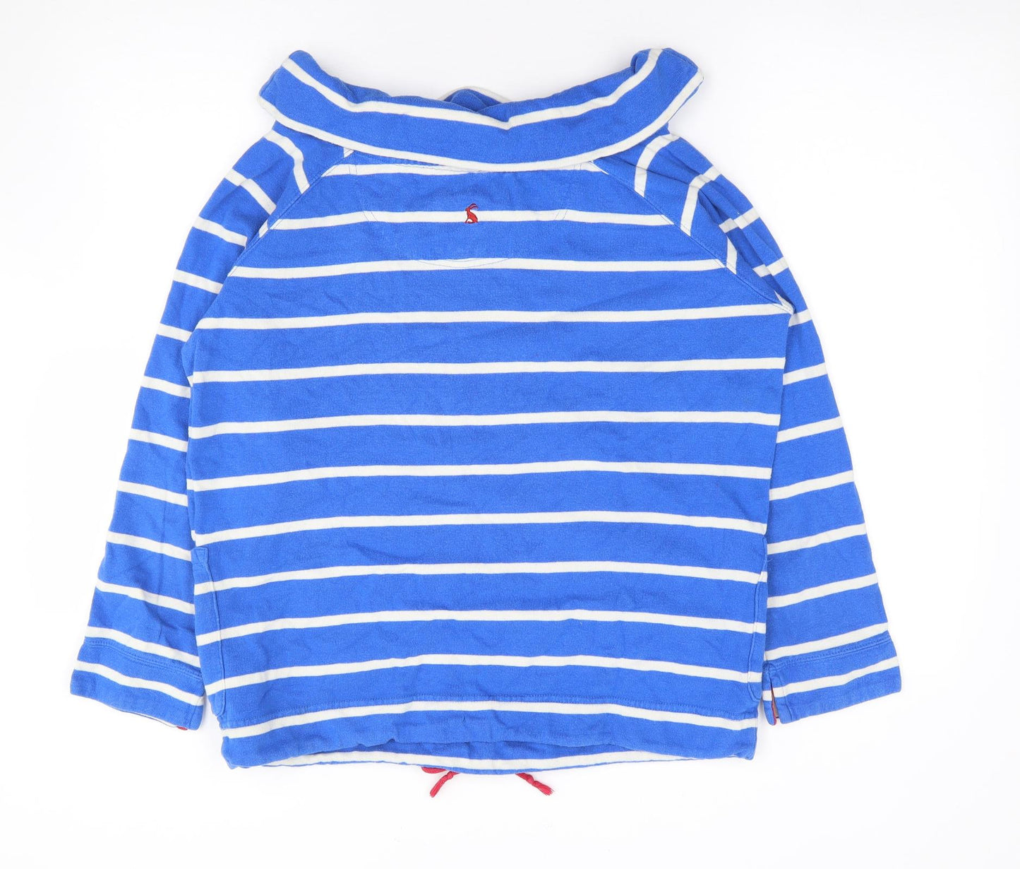 Joules Womens Blue Roll Neck Striped 100% Cotton Pullover Jumper Size 12