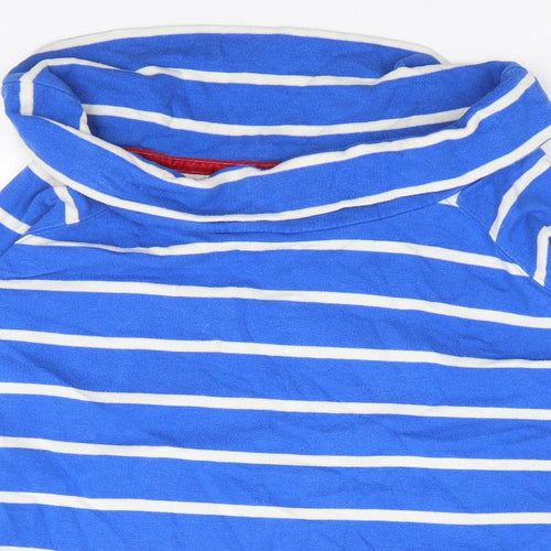 Joules Womens Blue Roll Neck Striped 100% Cotton Pullover Jumper Size 12
