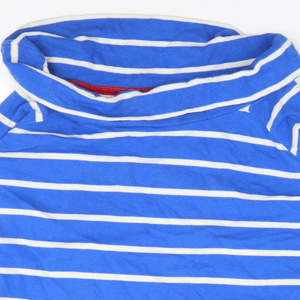 Joules Womens Blue Roll Neck Striped 100% Cotton Pullover Jumper Size 12