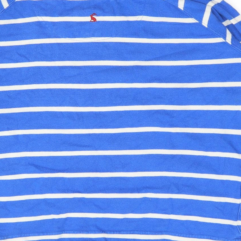Joules Womens Blue Roll Neck Striped 100% Cotton Pullover Jumper Size 12