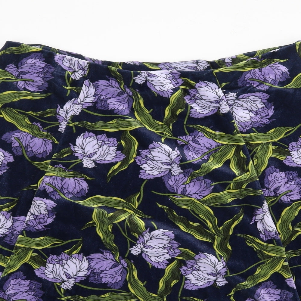 Marks and Spencer Womens Multicoloured Floral Polyester Flare Skirt Size 16
