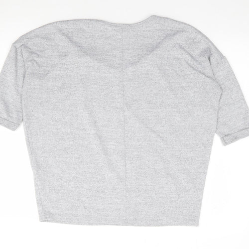 New Look Womens Grey V-Neck  Polyester Pullover Jumper Size S