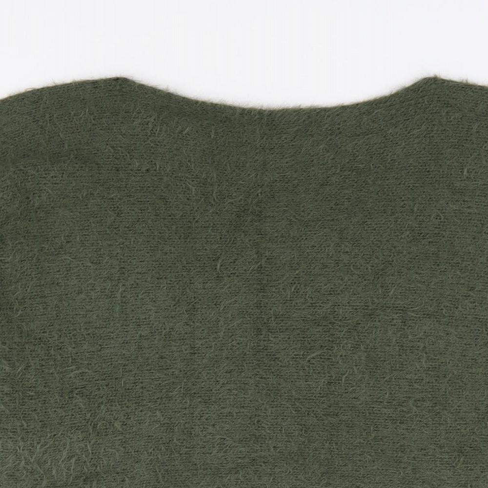 Isabella D Womens Green Boat Neck  Acrylic Pullover Jumper Size M   - Fluffy