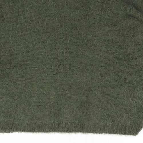 Isabella D Womens Green Boat Neck  Acrylic Pullover Jumper Size M   - Fluffy