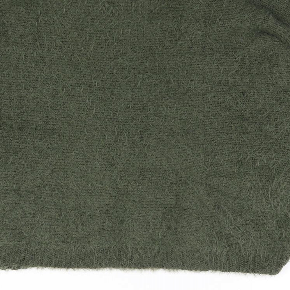 Isabella D Womens Green Boat Neck  Acrylic Pullover Jumper Size M   - Fluffy