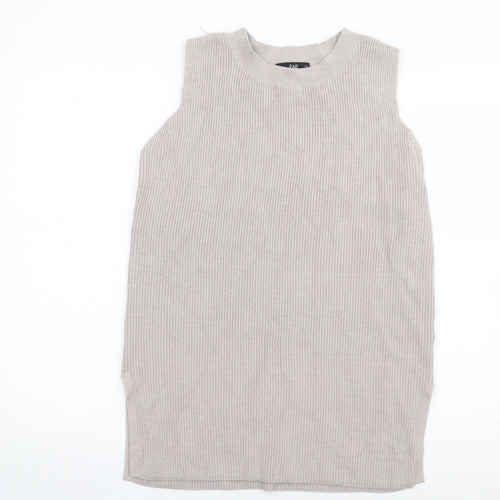 F&F Womens Beige Crew Neck  Viscose Tunic Jumper Size S