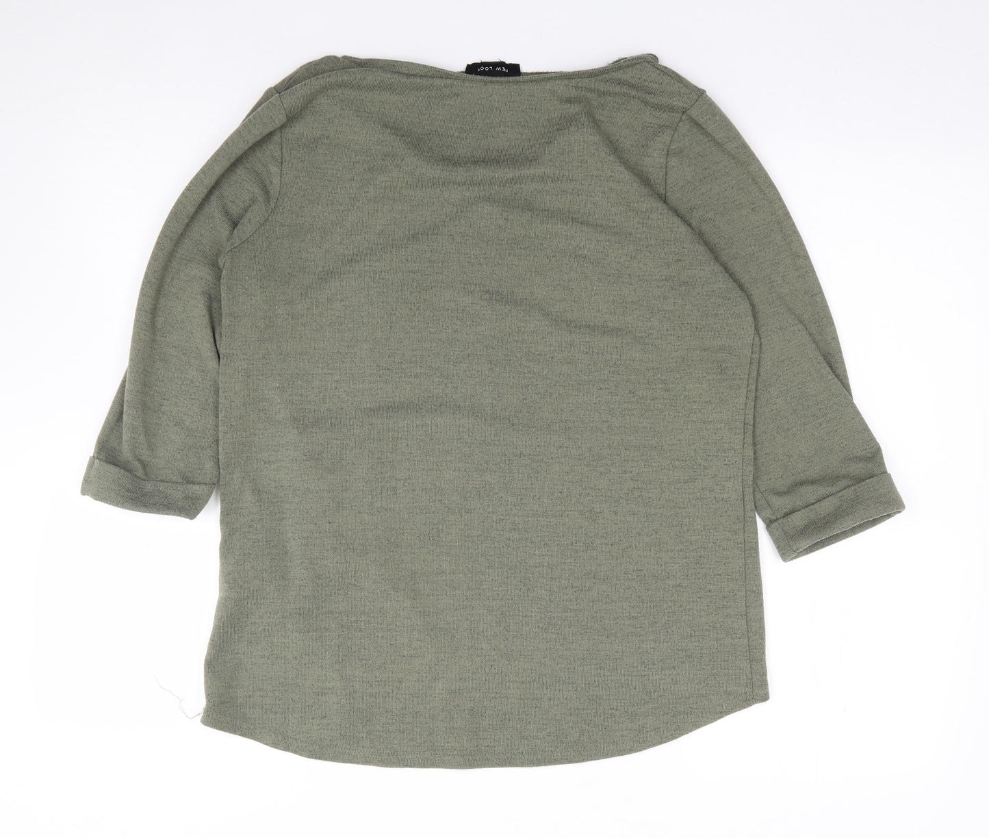 New Look  Womens Green  Polyester Jersey T-Shirt Size 12 Scoop Neck