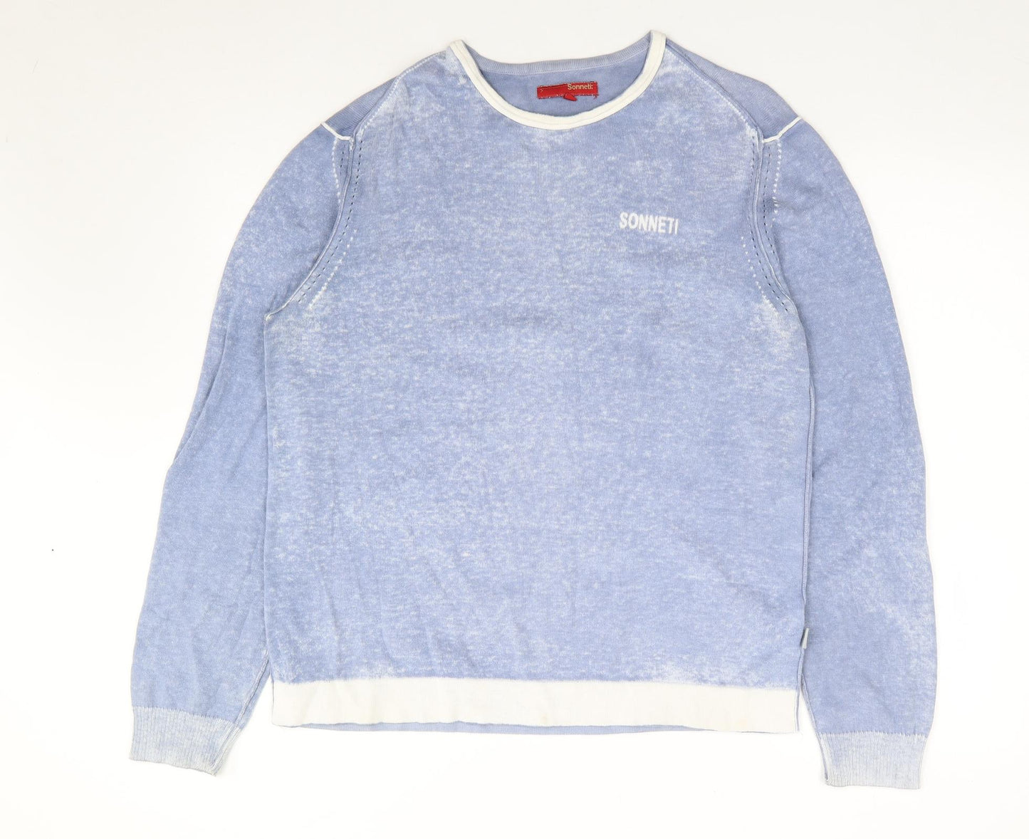Sonneti Womens Blue Round Neck  100% Cotton Pullover Jumper Size XL