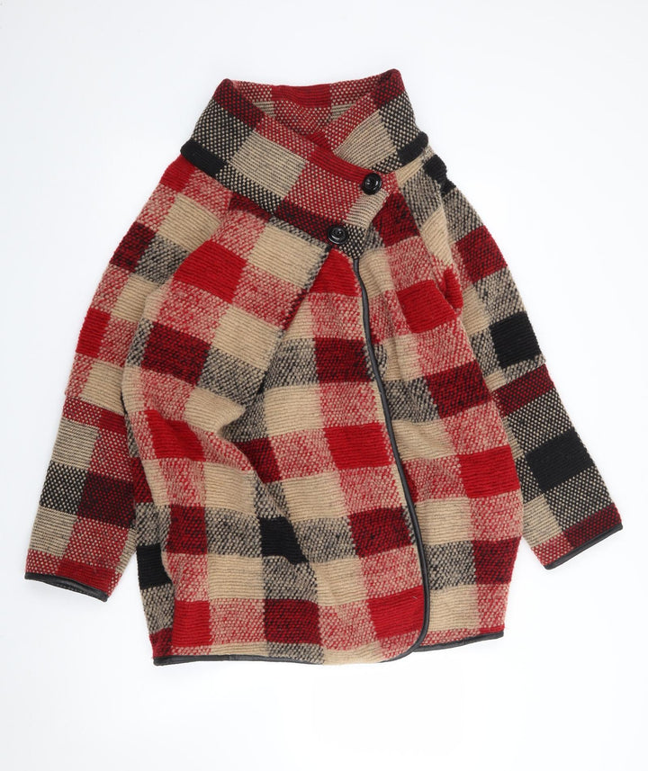 LV Clothing Womens Multicoloured Check Jacket Coatigan Size M Button