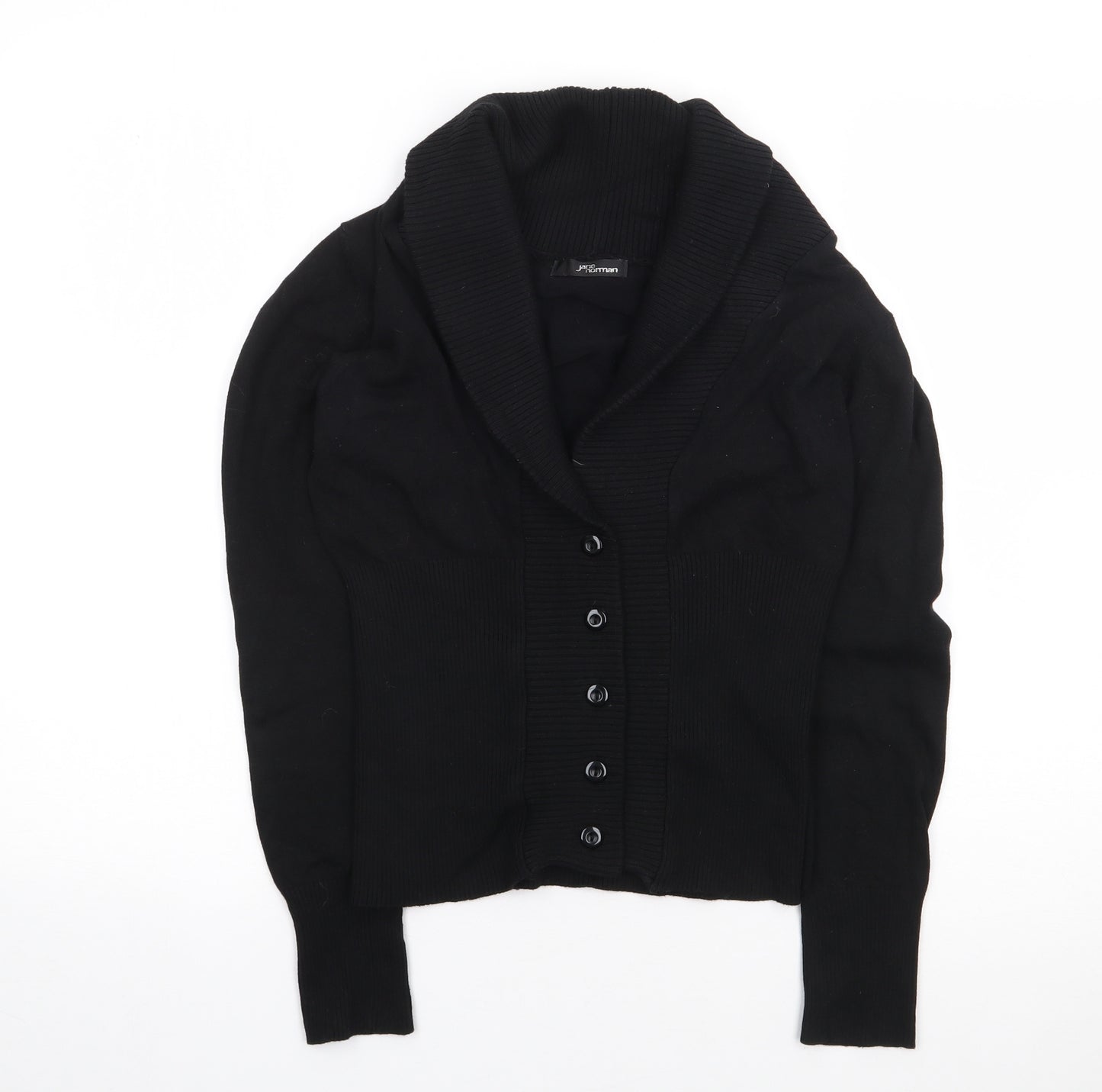 Jane Norman Womens Black V-Neck  Viscose Cardigan Jumper Size 14
