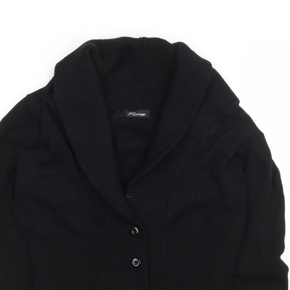 Jane Norman Womens Black V-Neck  Viscose Cardigan Jumper Size 14