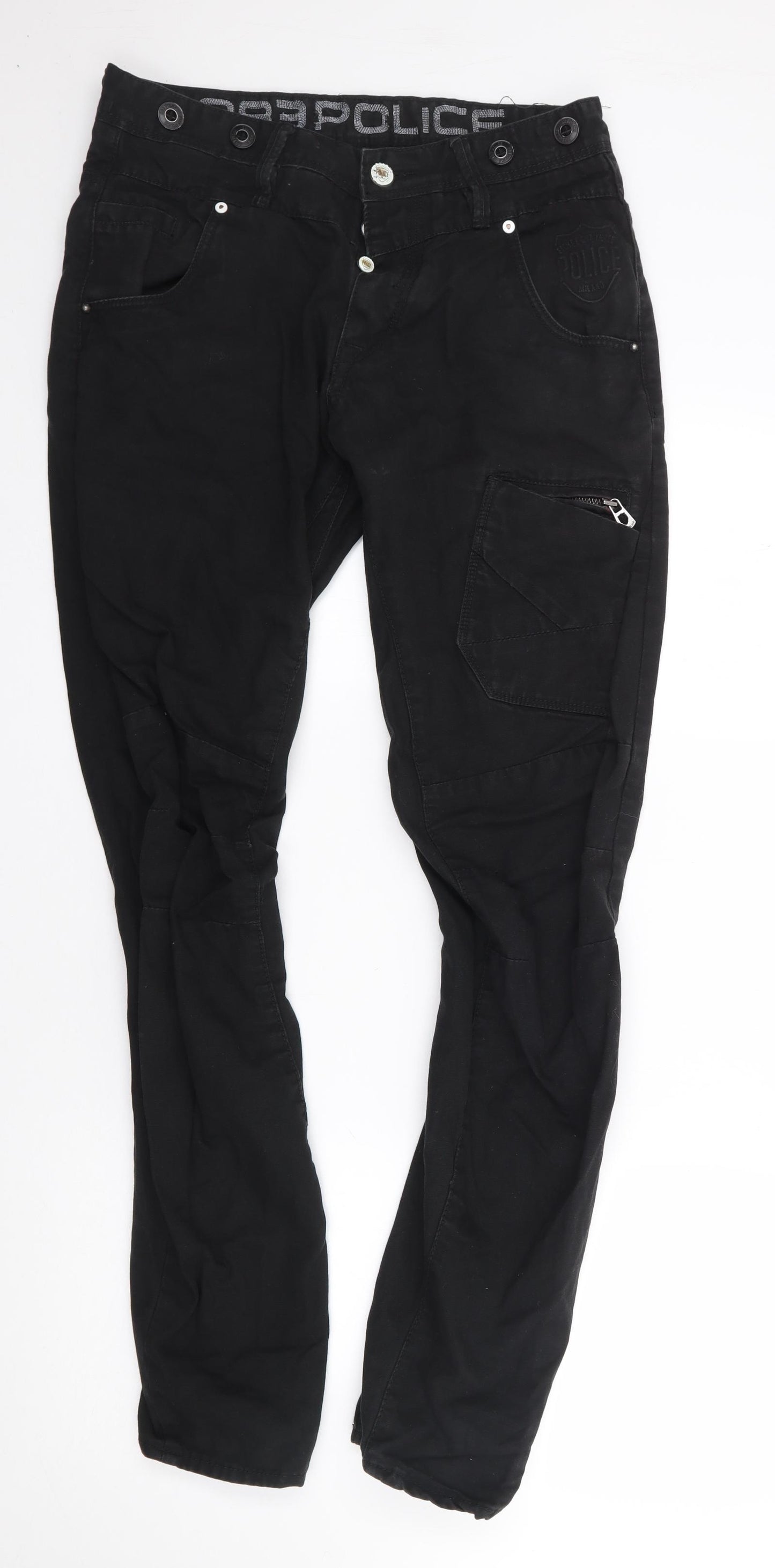 883 Police Mens Black  Cotton Skinny Jeans Size 30 L31 in Regular Button
