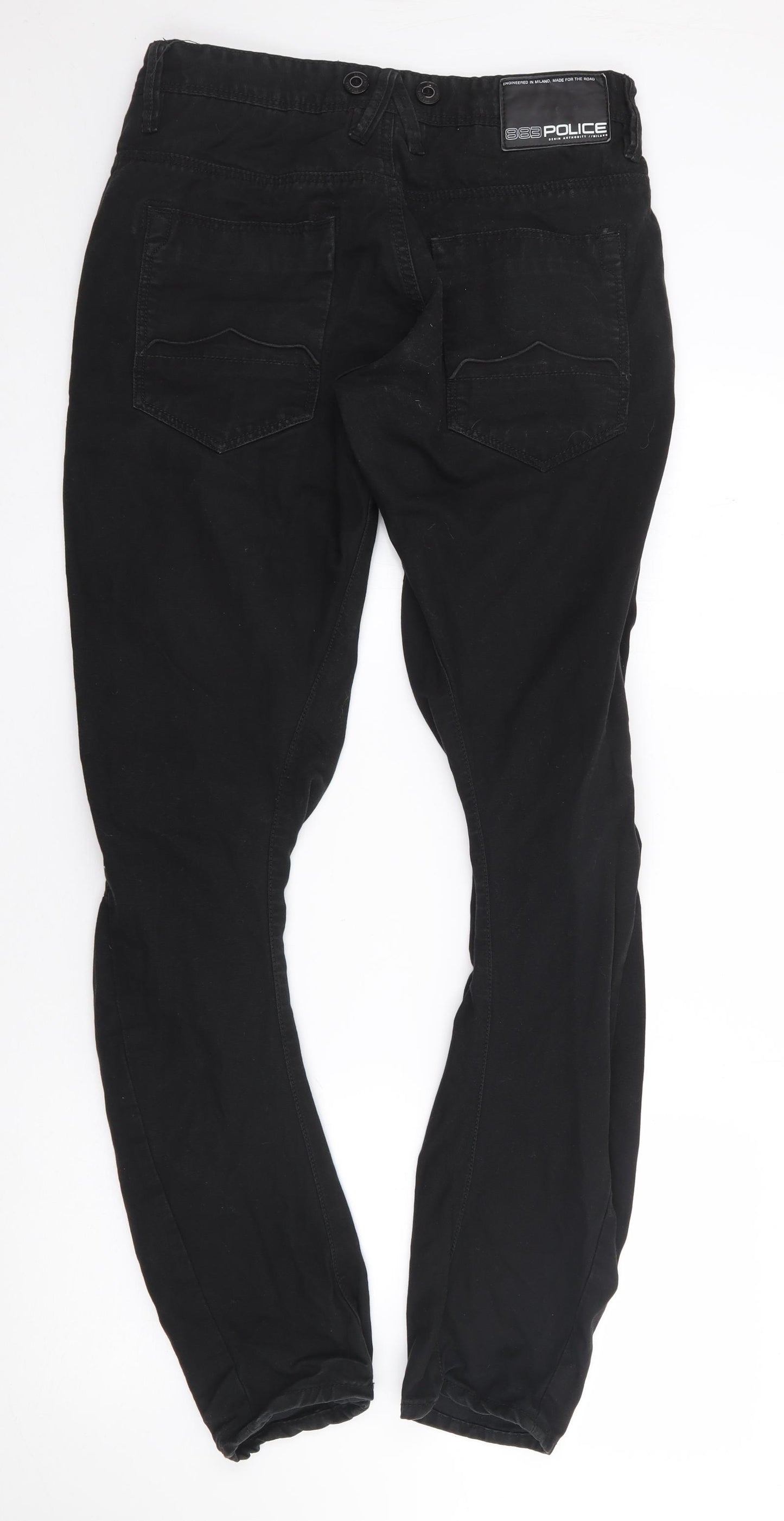 883 Police Mens Black  Cotton Skinny Jeans Size 30 L31 in Regular Button